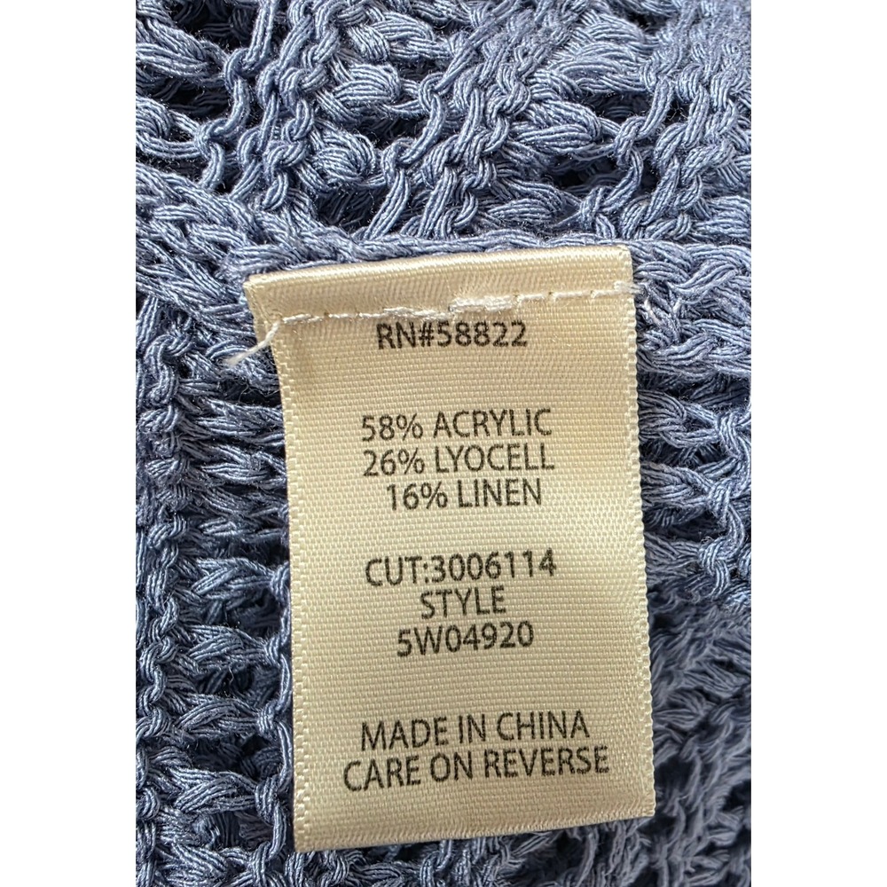 Max Studio London Size 3X Blue Lyocell Blend Open Crochet Button-Up Cardigan - Picture 9 of 10